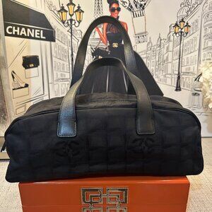 Vintage Chanel New Travel Line Boston Bag in Black